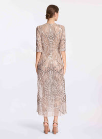 Embroidered Tulle Midi Dress