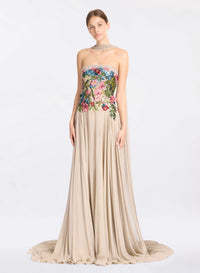 Embroidered Tulle and Silk Dress