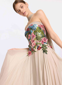 Embroidered Tulle and Silk Dress