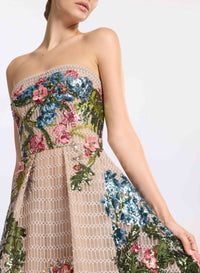 Embroidered Tulle Midi Dress