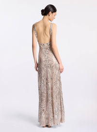 Embroidered Tulle Long Dress
