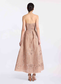Embroidered Tulle Midi Dress