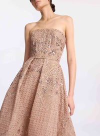 Embroidered Tulle Midi Dress