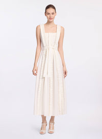 Pleated Ruffle Midi Dress