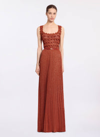 Marchesa Orange Crochet Dress