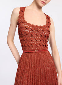 Marchesa Orange Crochet Dress
