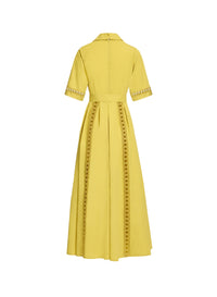 Trim Embellished Cotton Shirt Dress