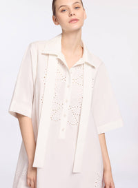 Monogram Embroidered Cotton Shirt Dress