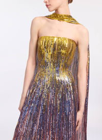 Multicolor Sequin Strapless Dress