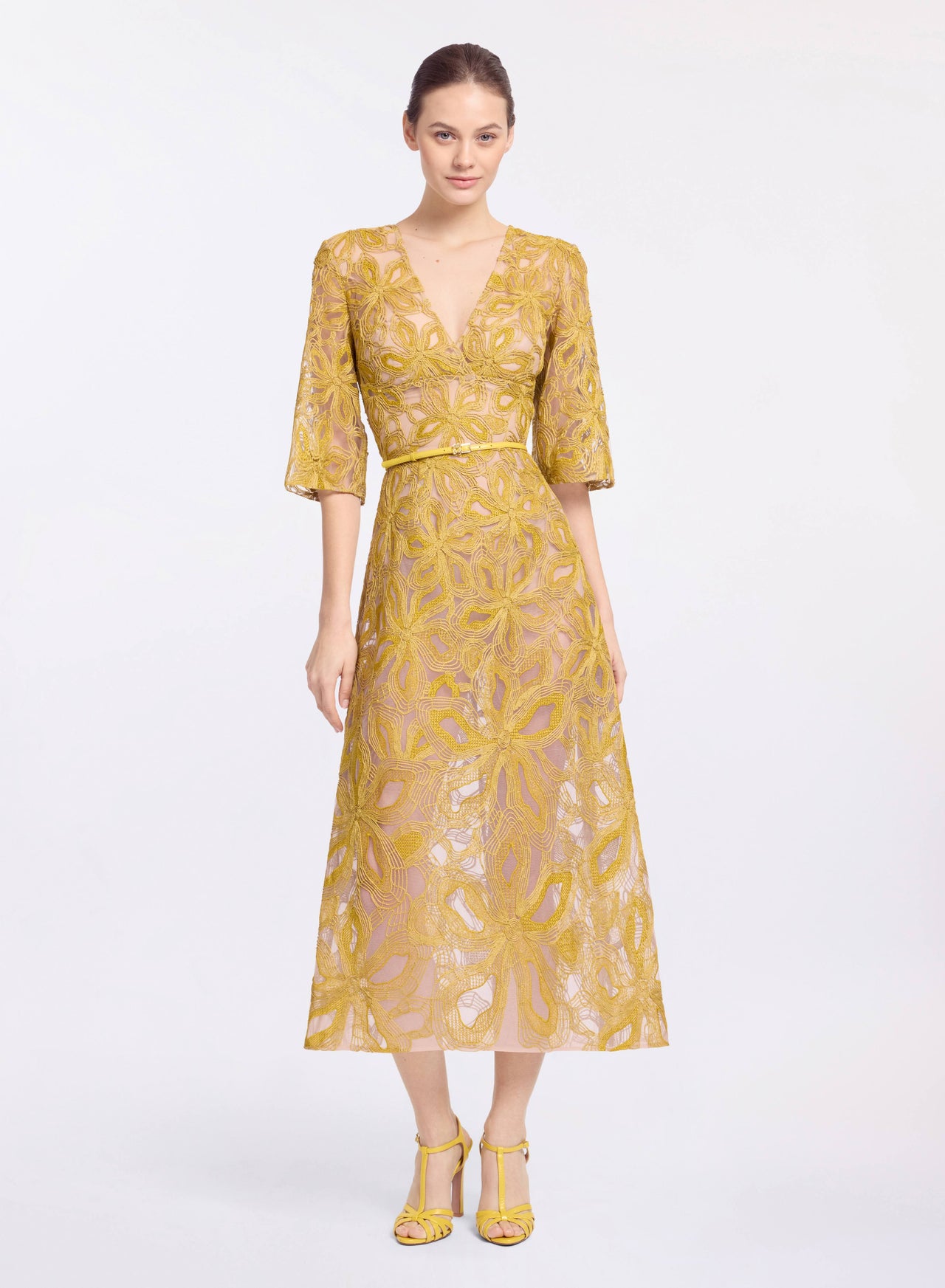 Floral Embroidered Midi Dress – ELIE SAAB
