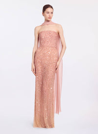 Bead Embroidered Strapless Dress