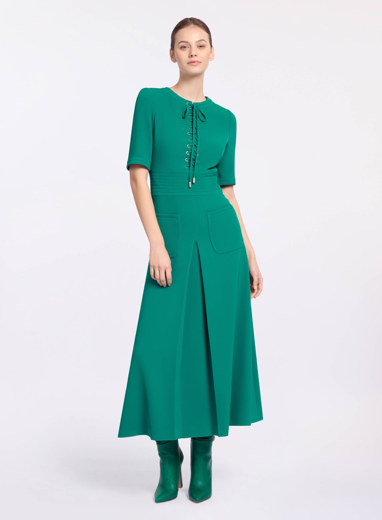 elie saab green lace dress Hoss Amrita Green Animal Print Dress, 5/16