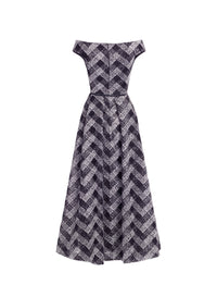 Chevron Off-Shoulder Midi Dress