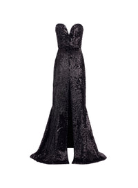 Embellished Sequins Strapless Dress