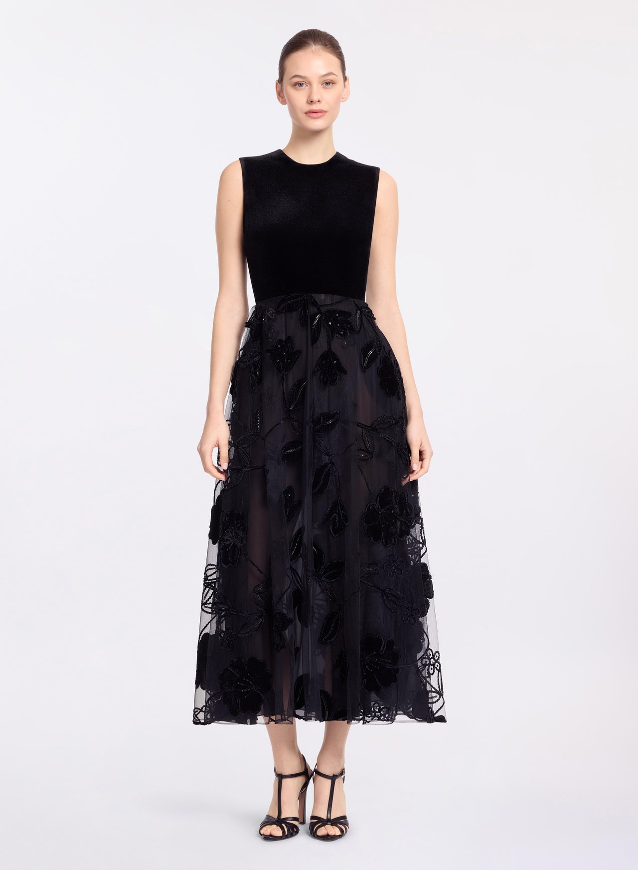 Velvet Embroidered Midi Dress – ELIE SAAB