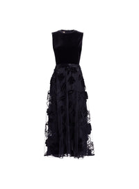 Velvet Embroidered Midi Dress