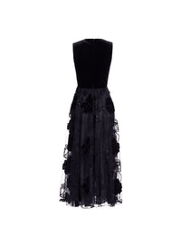 Velvet Embroidered Midi Dress