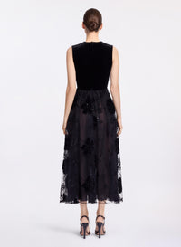 Velvet Embroidered Midi Dress