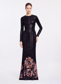 Sequin Embroidered Long Dress
