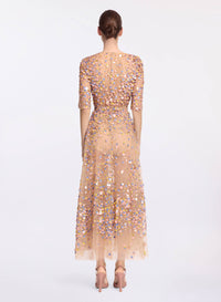 Sequin Embroidered Midi Dress