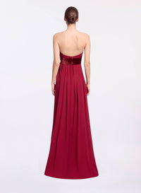 Silk and Velvet Long Dress