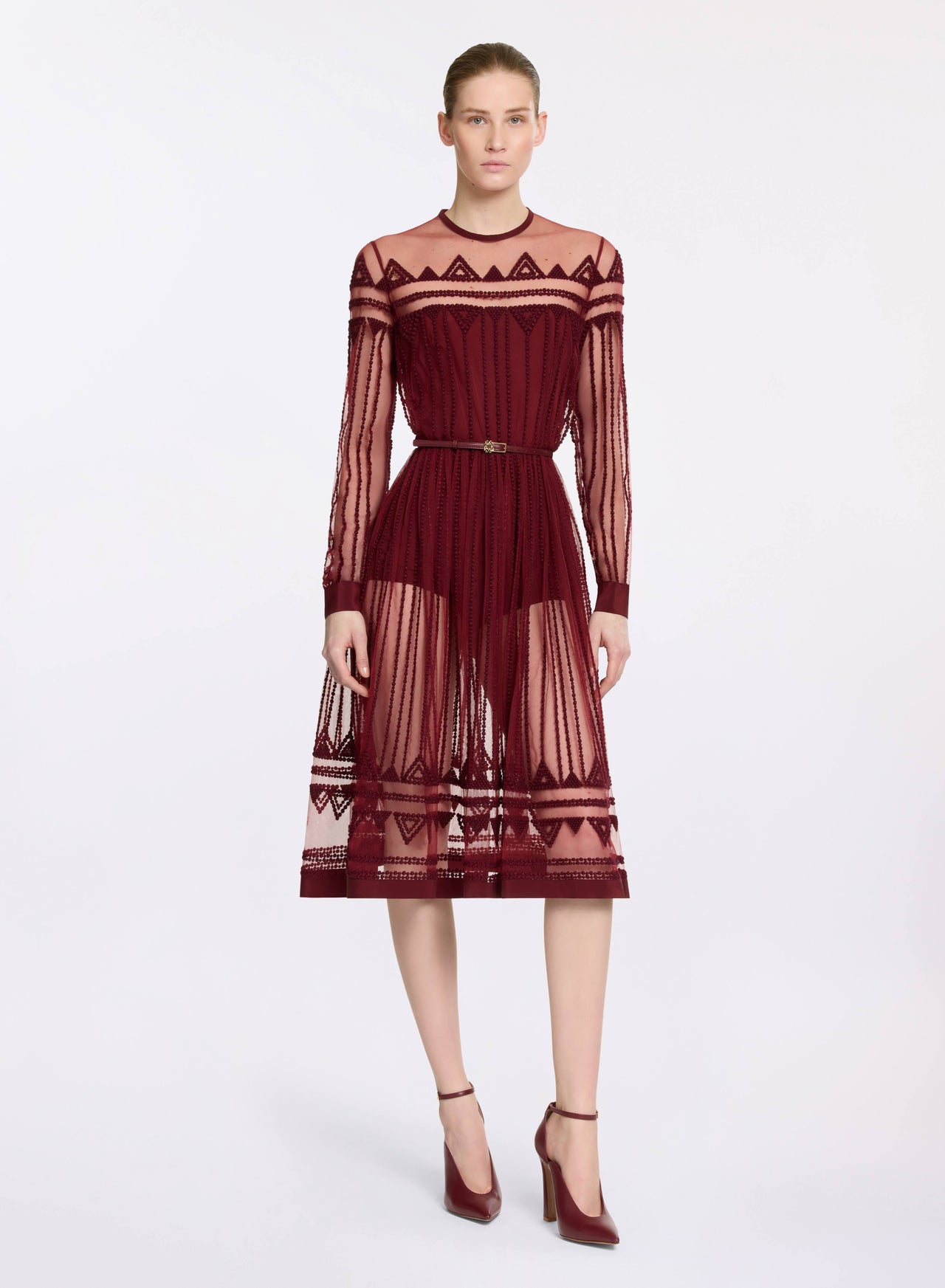 Embroidered Tulle Midi Dress ELIE SAAB Embroidered Tulle Midi Dress ELIE SAAB