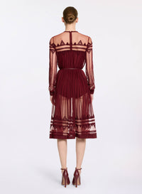 Embroidered Tulle Midi Dress