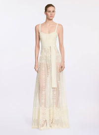 Embroidered Tulle Long Dress
