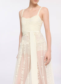 Embroidered Tulle Long Dress