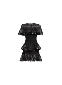 Macramé and Sequin Ruffled Dress