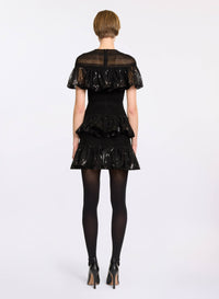 Macramé and Sequin Ruffled Dress