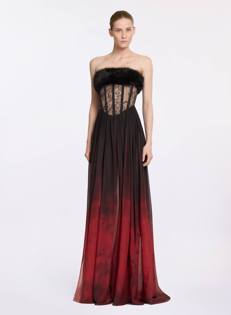 Lace and Gradient Chiffon Dress