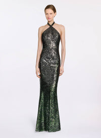 Sequin Halter Long Dress