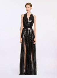 Sequin V-Neck Long Dress