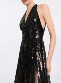 Sequin V-Neck Long Dress