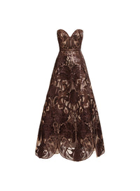 Sequin Embroidered Tulle Midi Dress