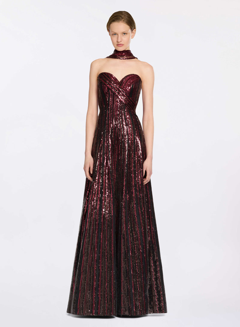 Sequin Embroidered Long Dress