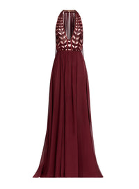 Bead Embroidered and Silk Long Dress
