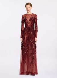 Bead Embroidered Long Dress