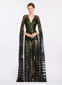 Sequin Embroidered Tulle Long Dress