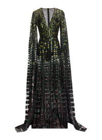 Sequin Embroidered Tulle Long Dress