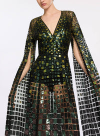 Sequin Embroidered Tulle Long Dress