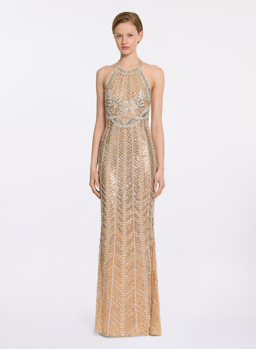 chinese dress ladies Bead Embroidered Long Dress  ELIE SAAB