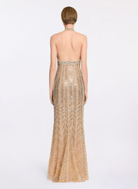 Bead Embroidered Long Dress