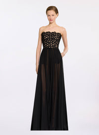 Macramé and Silk Long Dress