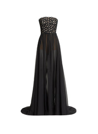 Macramé and Silk Long Dress