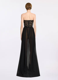 Macramé and Silk Long Dress