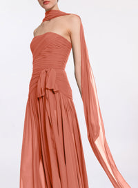 Strapless Silk Long Dress