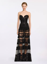 Sequin Embroidered Long Dress