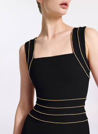 Trim Embellished Cady Dress